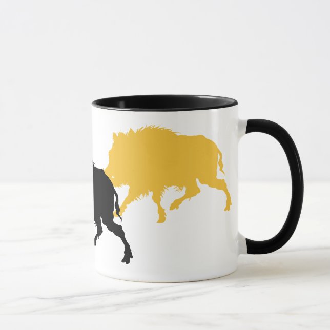Wild Boar on the Run - Antique German Print Mug (Right)