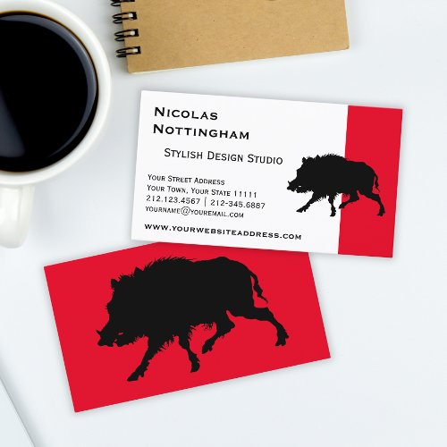 Wild Boar or Wild Pig Elegant Silhouette Business Card