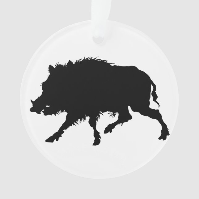 Wild Boar or Wild Pig Elegant Silhouette Ornament (Front)