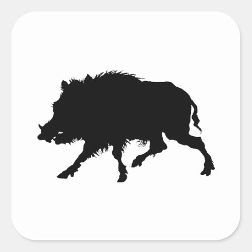 Wild Boar or Wild Pig Elegant Silhouette Square Sticker