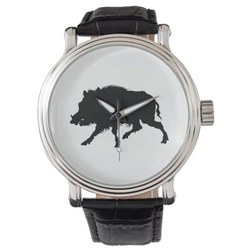 Wild Boar or Wild Pig Elegant Silhouette Watch