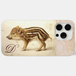 WILD BOAR PIGLET Animal Drawing Monogram iPhone 15 Pro Max Case