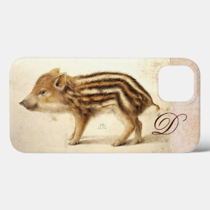 WILD BOAR PIGLET Animal Drawing Monogram iPhone 13 Case