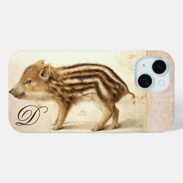 WILD BOAR PIGLET Animal Drawing Monogram Case-Mate iPhone Case (Back (Horizontal))