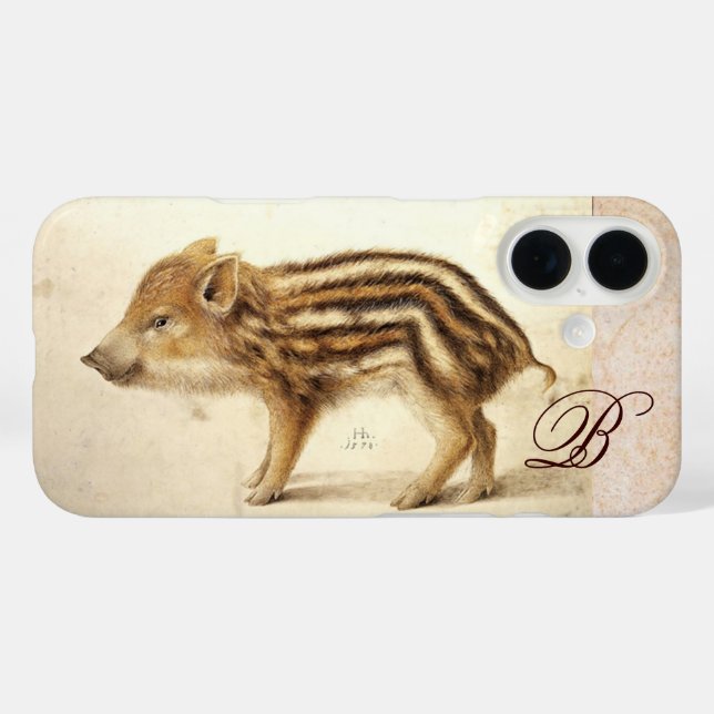 WILD BOAR PIGLET Animal Drawing Monogram Case-Mate iPhone Case (Back (Horizontal))