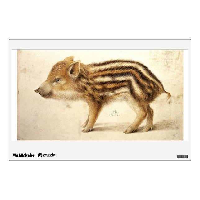 WILD BOAR PIGLET Animal Drawing Wall Decal (Front)