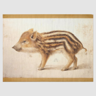 WILD BOAR PIGLET Antique Animal Drawing Parchment Tissue Paper