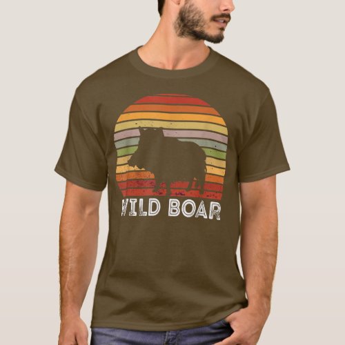 Wild Boar Retro Vintage Wild Hog Hunting Wild Boar T_Shirt