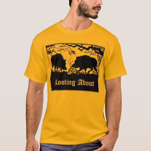 Wild Boar Rooting Old German Design Front  Back T_Shirt