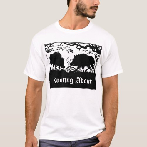 Wild Boar Rooting T_Shirt  Antique German Design