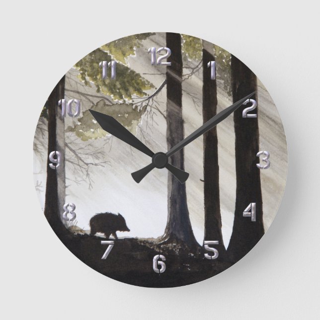 Wild Boar Round Clock (Front)