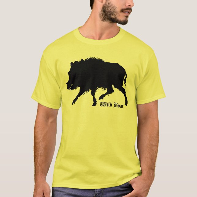 Wild Boar T-Shirt From Antique German Engraving (Front)