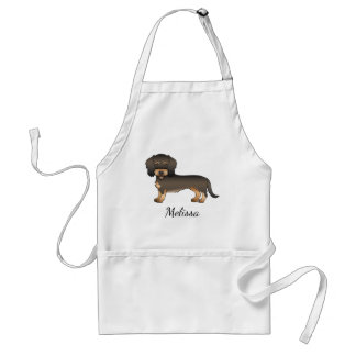 Wild Boar Wire Haired Dachshund Cartoon Dog &amp; Name Adult Apron