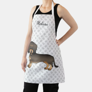 Wild Boar Wire Haired Dachshund Cartoon Dog & Name Apron