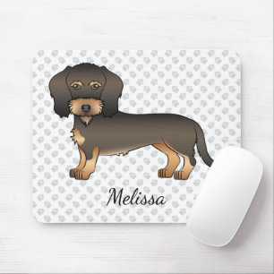 Wild Boar Wire Haired Dachshund Cartoon Dog & Name Mouse Pad