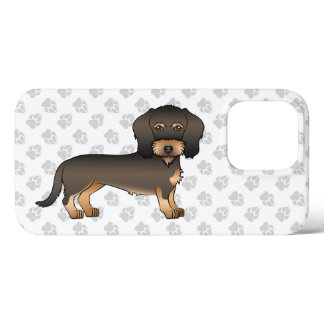Wild Boar Wire Haired Dachshund Cartoon Dog &amp; Paws iPhone 13 Pro Case