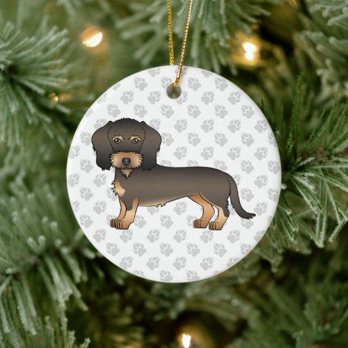 Wild Boar Wire Haired Dachshund Cartoon Dog  Paws Ceramic Ornament