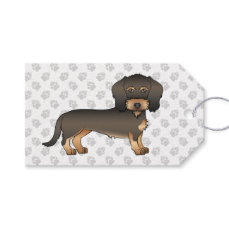 Wild Boar Wire Haired Dachshund Cartoon Dog &amp; Paws Gift Tags