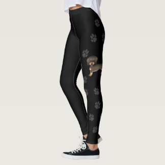 Wild Boar Wire Haired Dachshund Cartoon Dog &amp; Paws Leggings