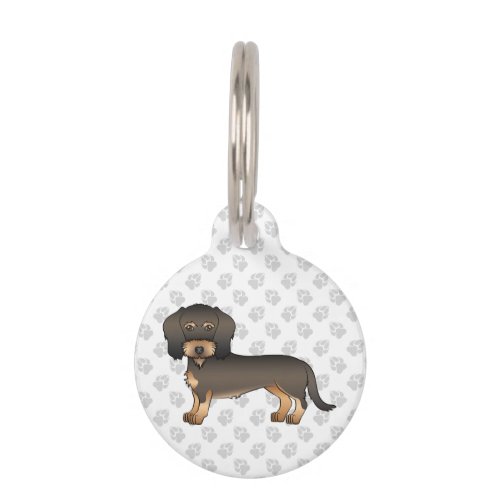 Wild Boar Wire Haired Dachshund Cartoon Dog  Paws Pet ID Tag