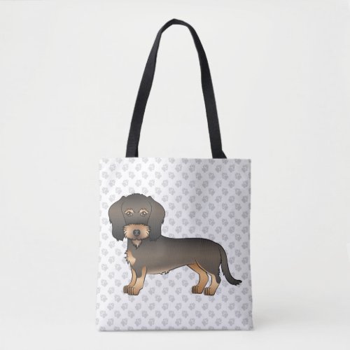 Wild Boar Wire Haired Dachshund Cartoon Dog  Paws Tote Bag