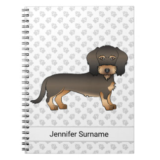 Wild Boar Wire Haired Dachshund Cartoon Dog &amp; Text Notebook