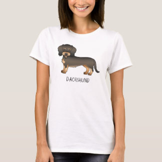 Wild Boar Wire Haired Dachshund Cartoon Dog &amp; Text T-Shirt