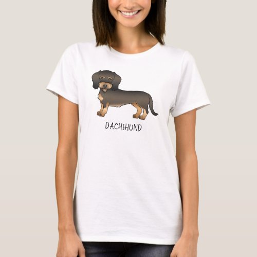 Wild Boar Wire Haired Dachshund Cartoon Dog  Text T_Shirt