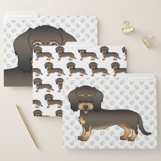 Wild Boar Wire Haired Dachshund Cute Cartoon Dog File Folder