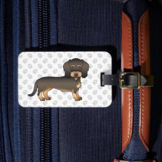 Wild Boar Wire Haired Dachshund Cute Cartoon Dog Luggage Tag