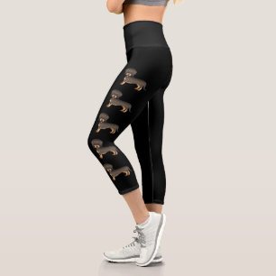 Wild Boar Wire Haired Dachshund Cute Cartoon Dogs Capri Leggings