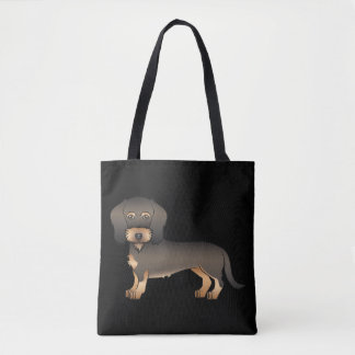 Wild Boar Wire Haired Dachshund Cute Dog On Black Tote Bag