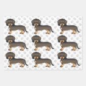Wild Boar Wire Haired Dachshund Dog Pattern & Paws Wrapping Paper Sheets (Front 3)