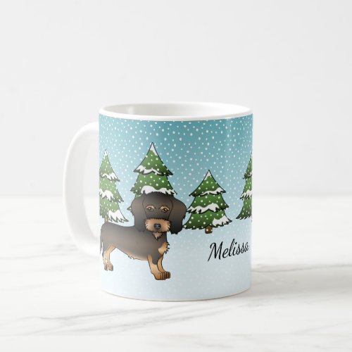 Wild Boar Wire Haired Dachshund Dog Winter Forest Coffee Mug