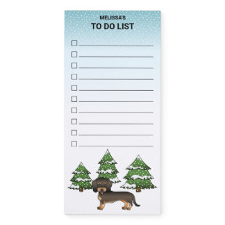 Wild Boar Wire Haired Dachshund Dog Winter Forest Magnetic Notepad