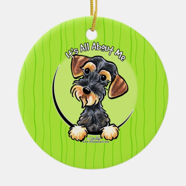 Wild Boar Wirehaired Dachshund IAAM Ceramic Ornament (Front)
