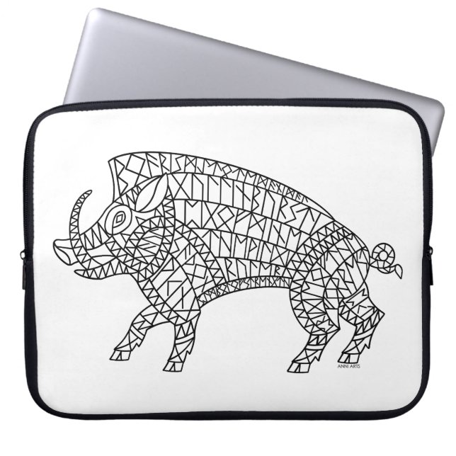 Wild Boar with Runes Laptop Sleeve (Front)
