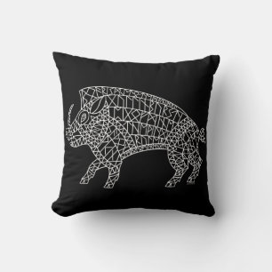 Wild Boar with Runes Throw Pillow