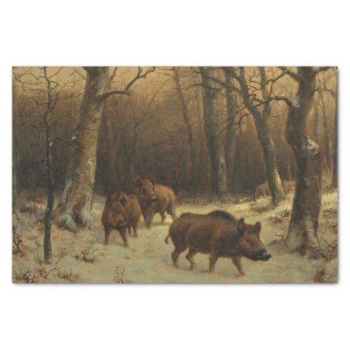 Wild Boars in the Snow by Rosa Bonheur Tissue Paper