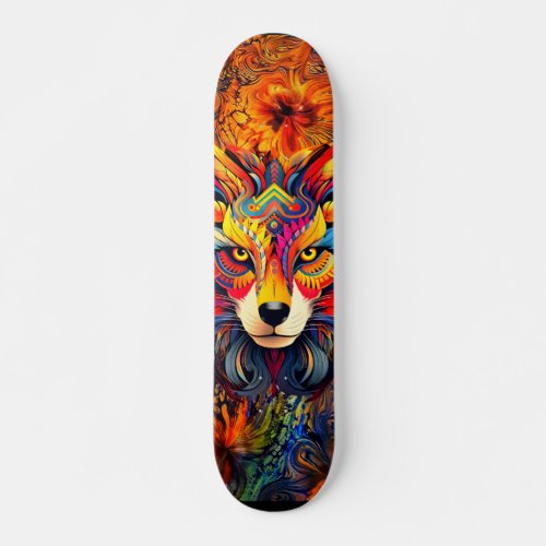 Wild Boho Fox Abstract Art Skateboard Deck