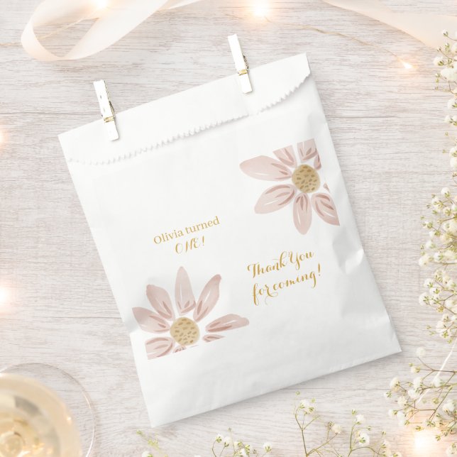 Wild Boho Pink Daisy Baby Birthday  Favor Bag (Clipped)