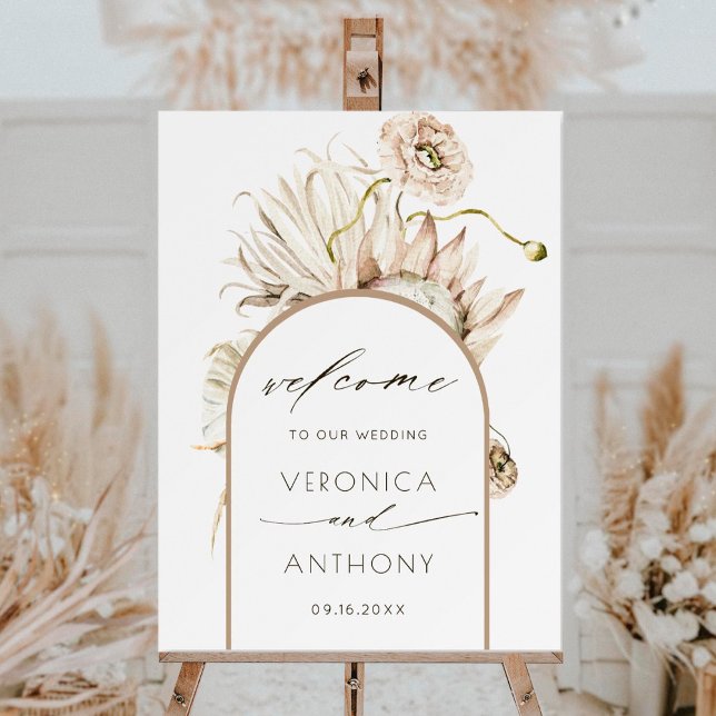 Wild Boho Protea Pampas Grass Wedding Welcome Foam Board (Creator Uploaded)