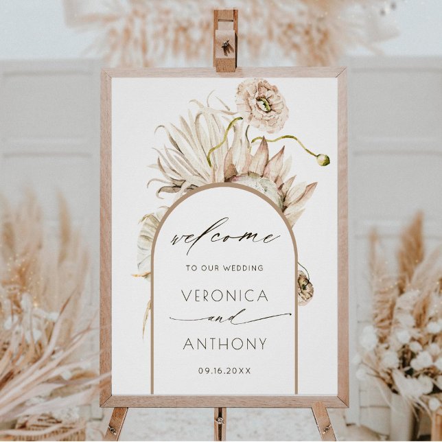 Wild Boho Protea Pampas Grass Wedding Welcome   Poster (Creator Uploaded)