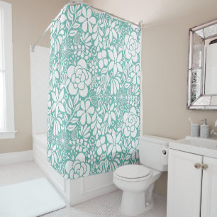Wild Bold White Flower Garden Shower Curtain