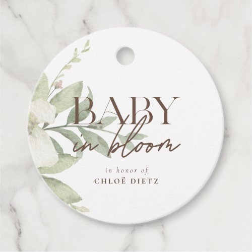 Wild Botanical Baby in Bloom Rustic Favor Tags