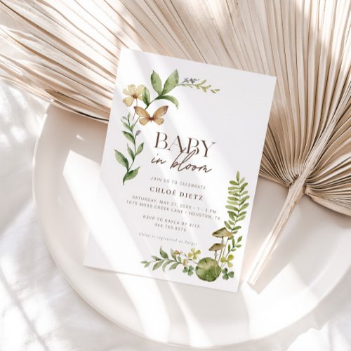 Wild Botanical Baby in Bloom Rustic Shower Invitation