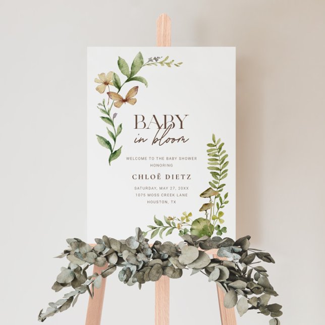 Wild Botanical Baby in Bloom Rustic Welcome Sign (Creator Uploaded)