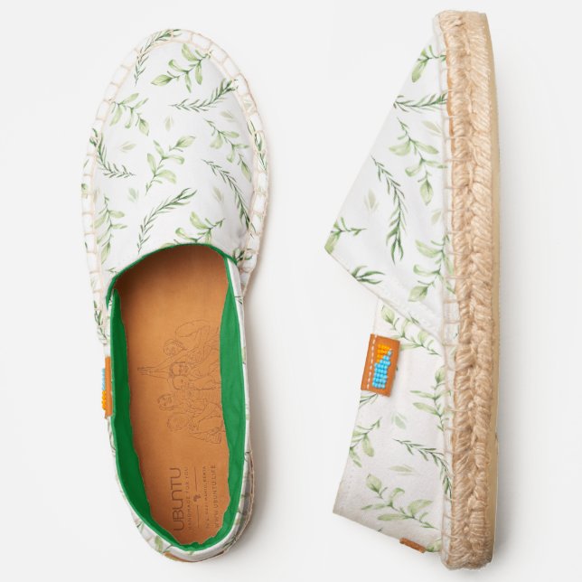 Wild Botanical Greenery Pattern Espadrilles (Side)