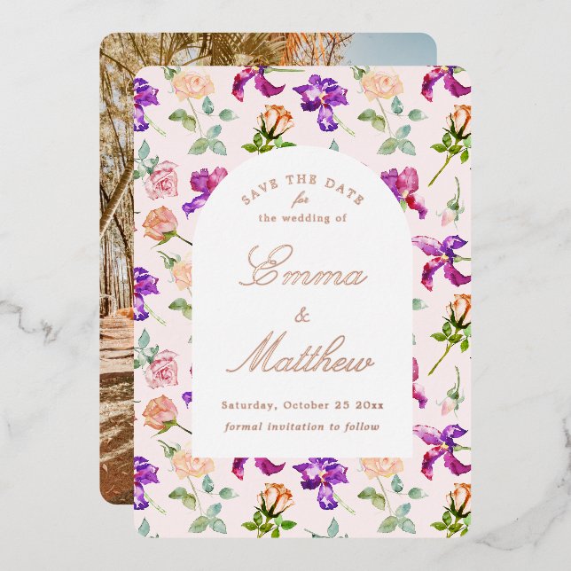 Wild Botanical Maximalism Foil Invitation (Front/Back)