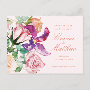 Wild Botanical Maximalism Wedding Save the Date Postcard